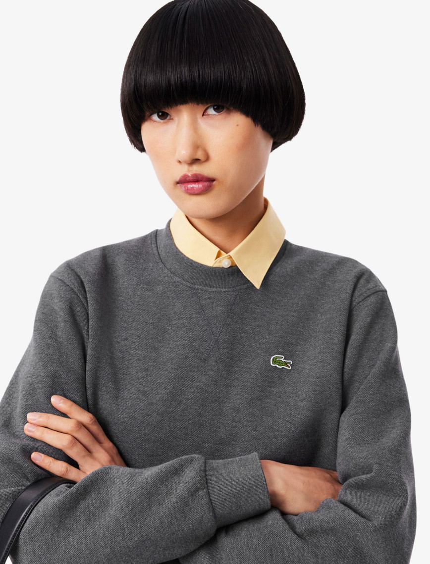 Lacoste Kadın Relaxed Fit Bisiklet Yaka Gri Sweatshirt