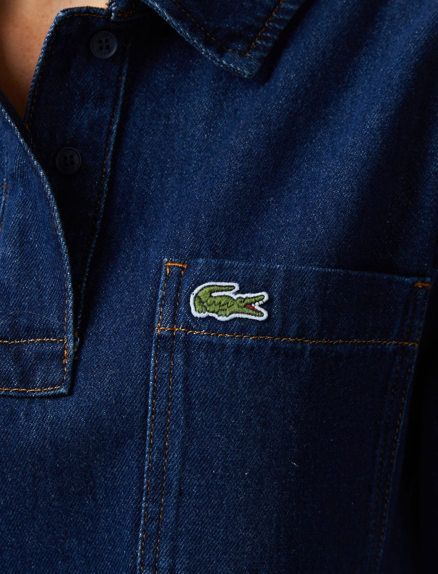 Lacoste Kadın Truvakar Kollu Polo Yaka Mavi Gömlek Lacoste Kadın Truvakar Kollu Polo Yaka Mavi Gömlek