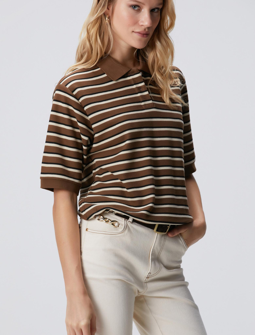 Network Kadın Kahverengi Çizgili Pike Sweatshirt Network Kadın Kahverengi Çizgili Pike Sweatshirt