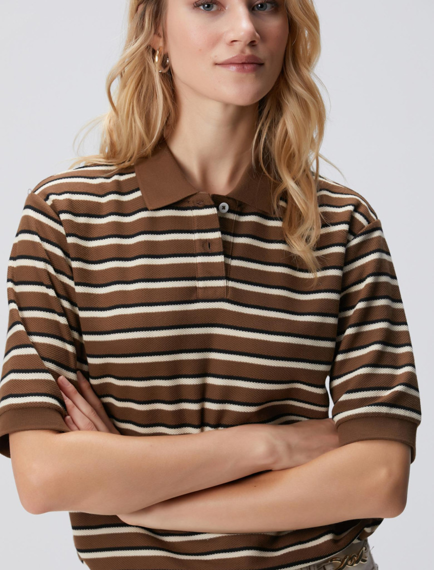 Network Kadın Kahverengi Çizgili Pike Sweatshirt Network Kadın Kahverengi Çizgili Pike Sweatshirt