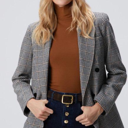 Network Kadın Siyah Kırık Beyaz Yün Karışımlı Ceket Network Kadın Siyah Kırık Beyaz Yün Karışımlı Ceket