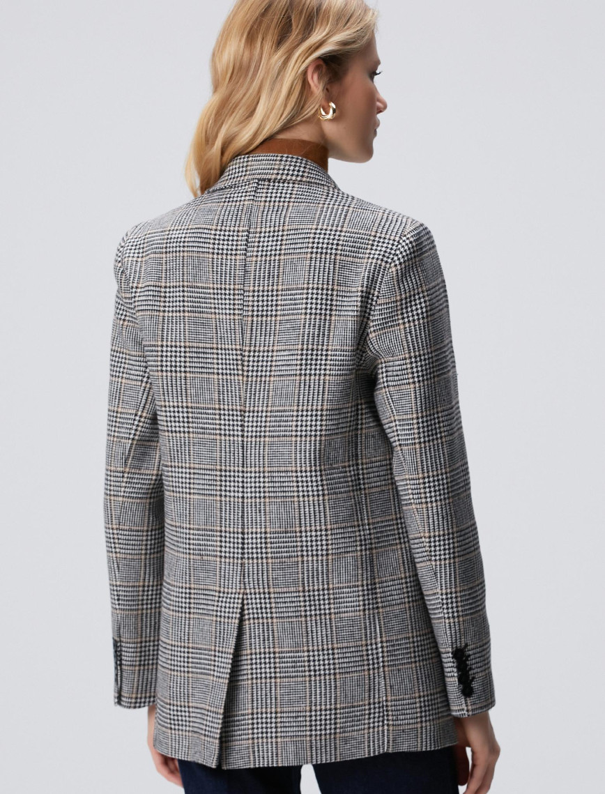 Network Kadın Siyah Kırık Beyaz Yün Karışımlı Ceket Network Kadın Siyah Kırık Beyaz Yün Karışımlı Ceket