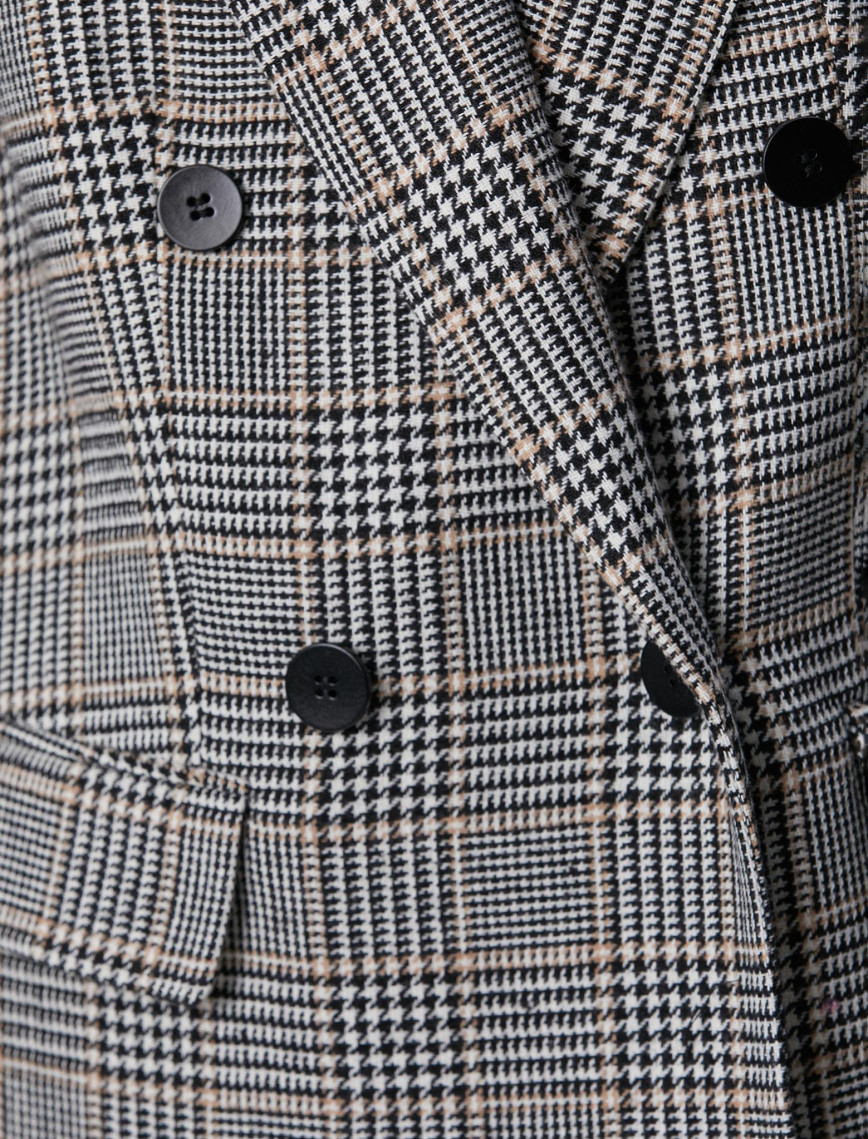 Network Kadın Siyah Kırık Beyaz Yün Karışımlı Ceket Network Kadın Siyah Kırık Beyaz Yün Karışımlı Ceket