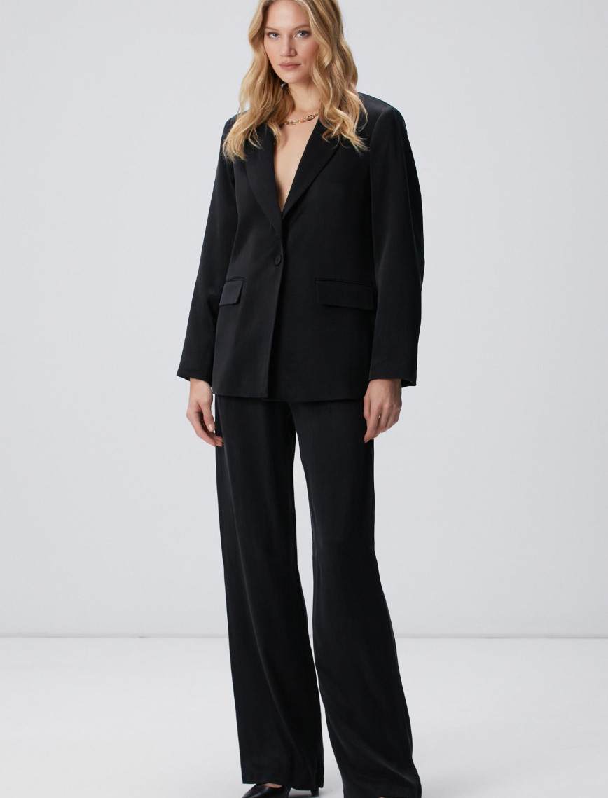 Network Kadın Siyah Cupro Pantolon Network Kadın Siyah Cupro Pantolon