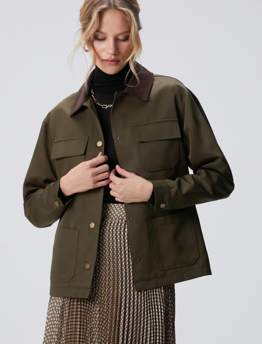 Network Kadın Haki Kadife Garnili Mont Network Kadın Haki Kadife Garnili Mont