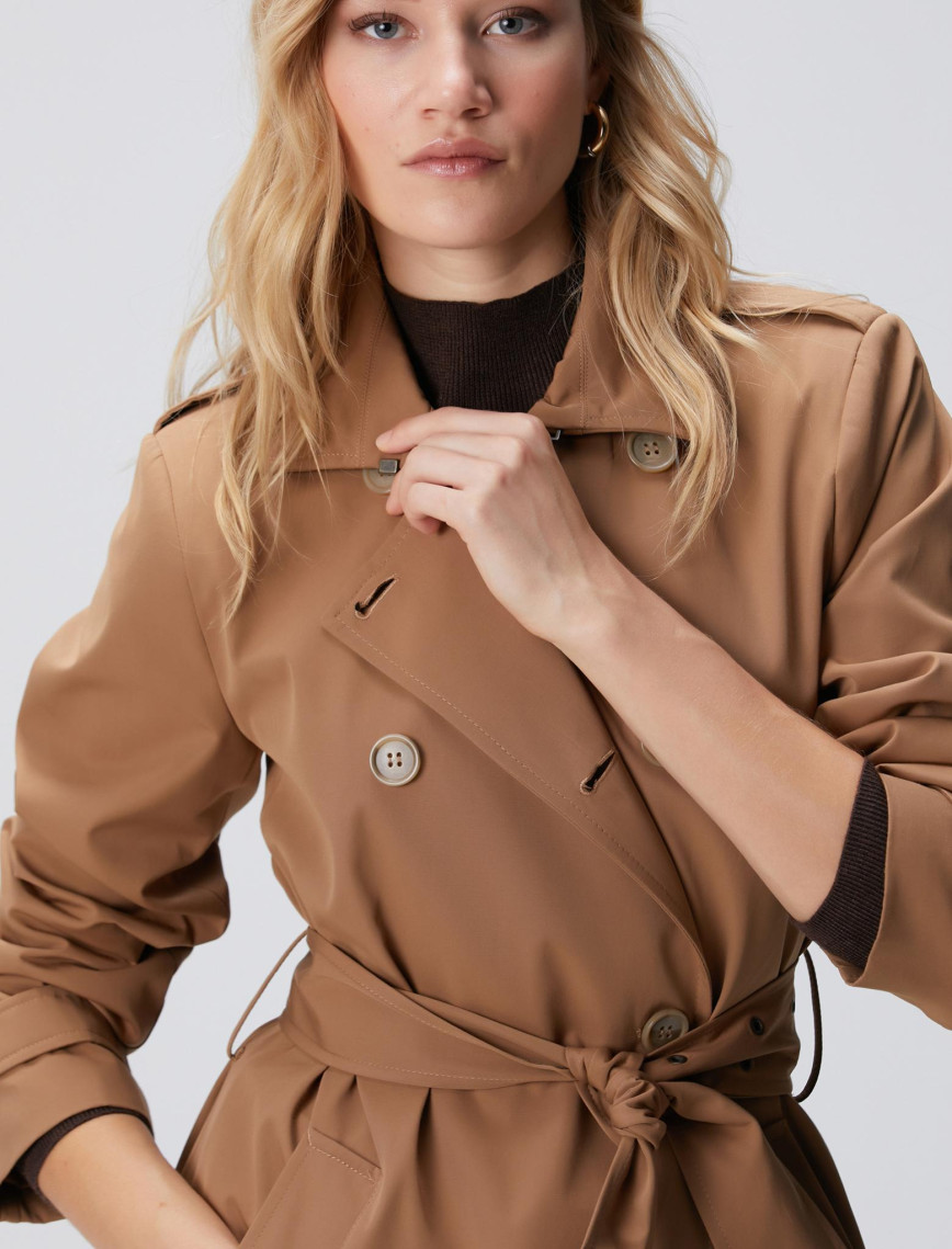 Network Kadın Koyu Bej Pardösü