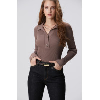 Network Kadın Vizon Düğme Detaylı Triko Kazak