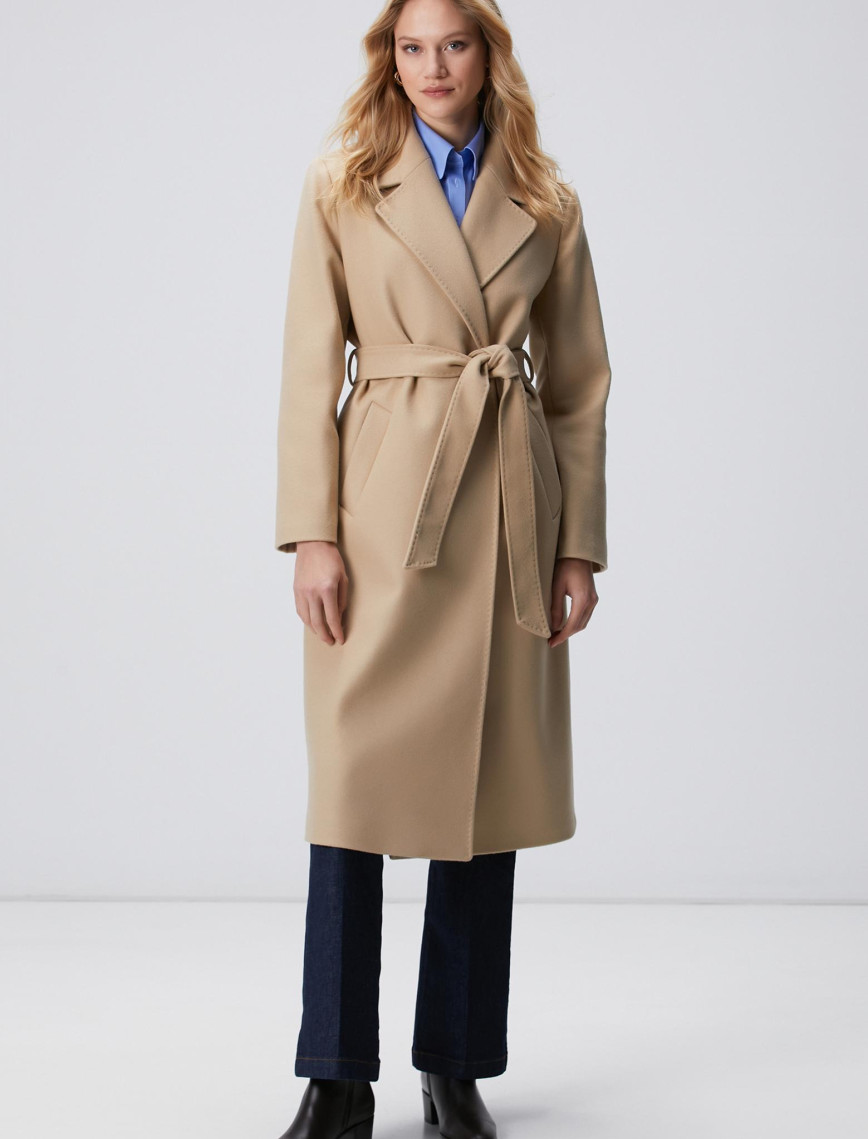 Network Kadın Camel Yün Karışımlı Manto