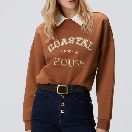 Network Kadın Camel Denim Yakalı Sweatshirt Network Kadın Camel Denim Yakalı Sweatshirt