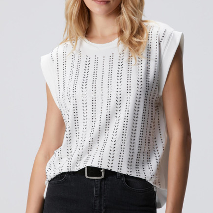 Network Kadın Kırık Beyaz Taş Baskılı T-shirt Network Kadın Kırık Beyaz Taş Baskılı T-shirt