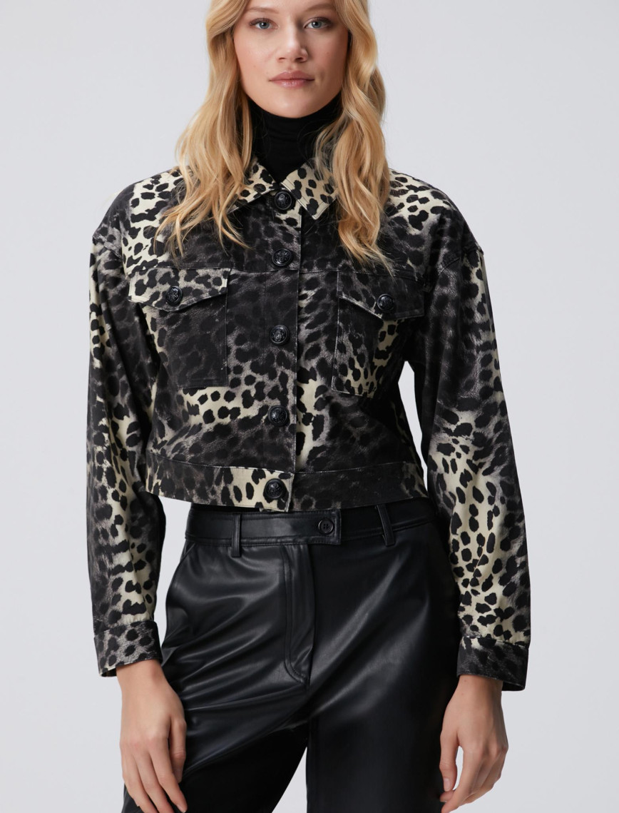 Network Kadın Bej Animal Print Desenli Mont Network Kadın Bej Animal Print Desenli Mont