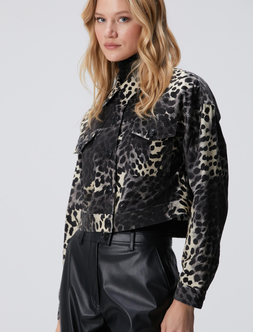 Network Kadın Bej Animal Print Desenli Mont Network Kadın Bej Animal Print Desenli Mont