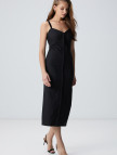 Network Kadın Siyah Askılı Midi Elbise Network Kadın Siyah Askılı Midi Elbise
