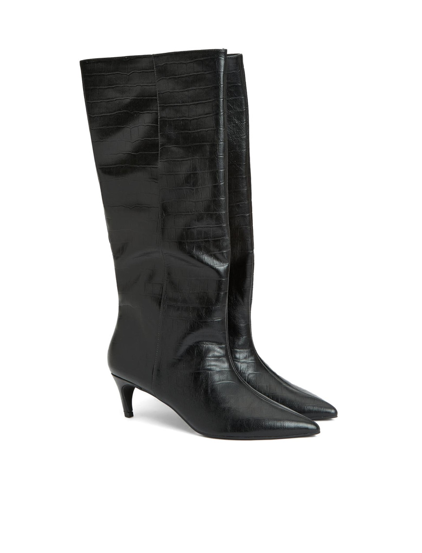 Divarese Kadın Siyah Kroko Desenli Çizme Divarese Kadın Siyah Kroko Desenli Çizme