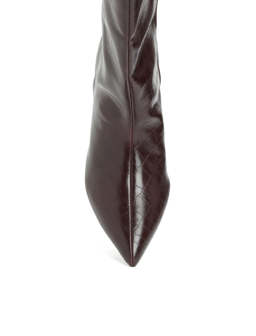 Divarese Kadın Bordo Kroko Desenli Çizme Divarese Kadın Bordo Kroko Desenli Çizme