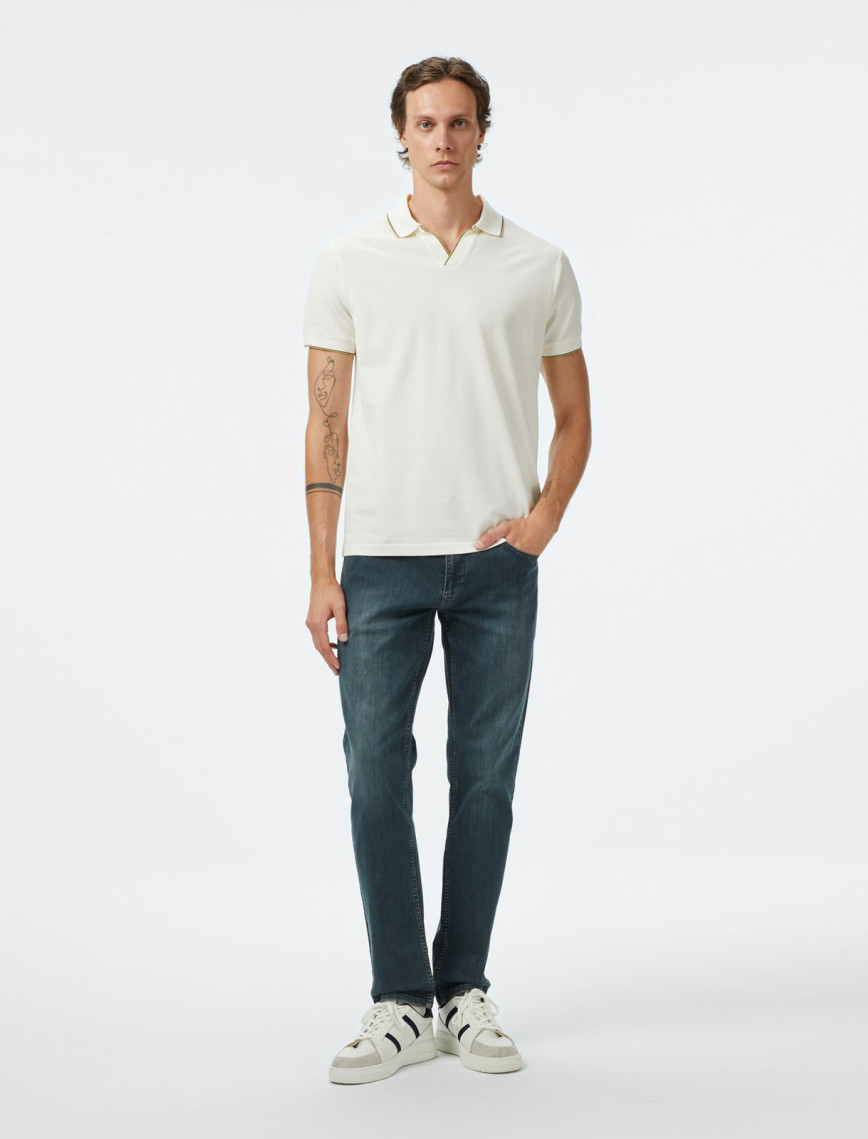 Nautica Erkek Krem Classic Fit Polo Yaka T-Shirt Nautica Erkek Krem Classic Fit Polo Yaka T-Shirt