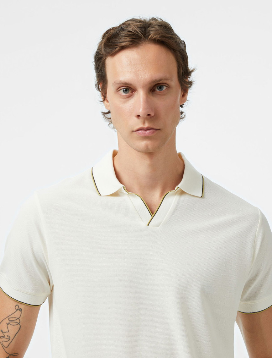 Nautica Erkek Krem Classic Fit Polo Yaka T-Shirt Nautica Erkek Krem Classic Fit Polo Yaka T-Shirt