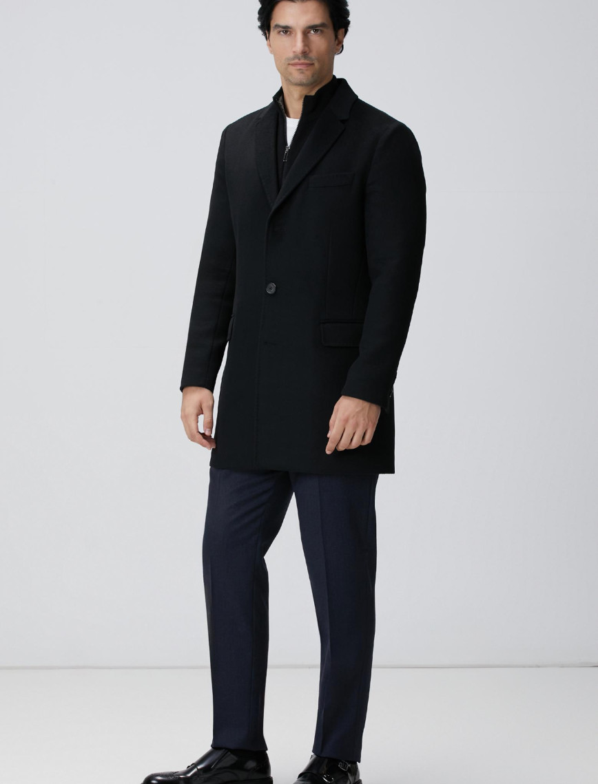 Network Erkek Siyah Dik Yaka Fermuarlı Triko Kazak Network Erkek Siyah Dik Yaka Fermuarlı Triko Kazak