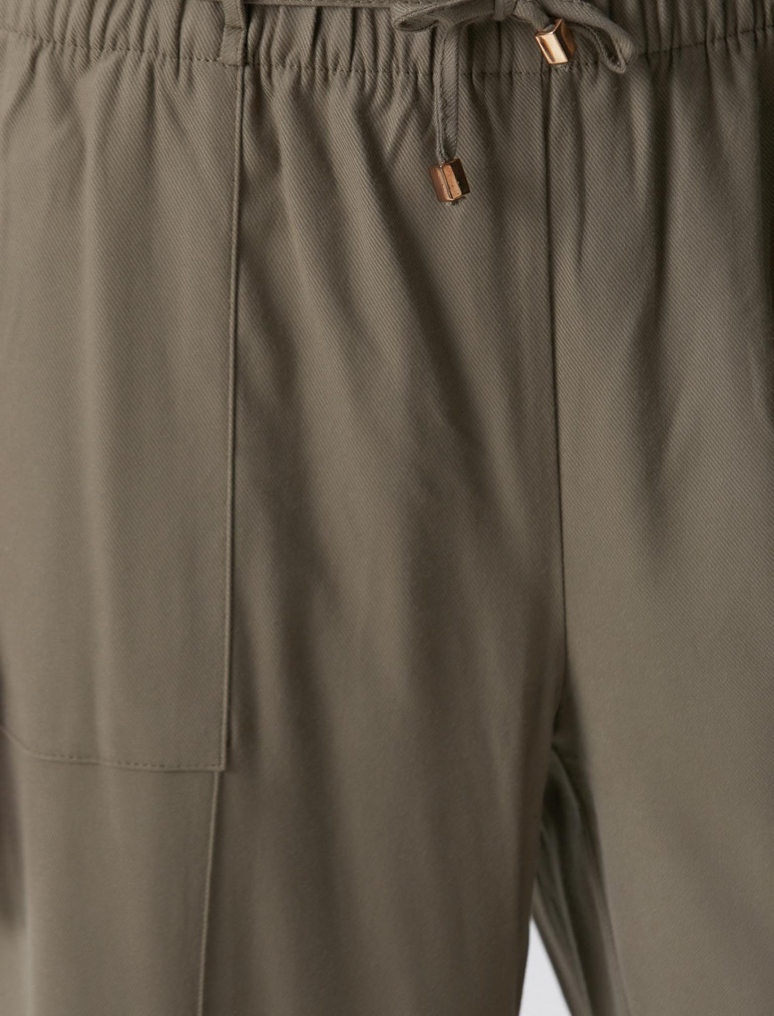 Network Kadın Haki İnce Diyagonal Desenli Tencel Pantolon Network Kadın Haki İnce Diyagonal Desenli Tencel Pantolon