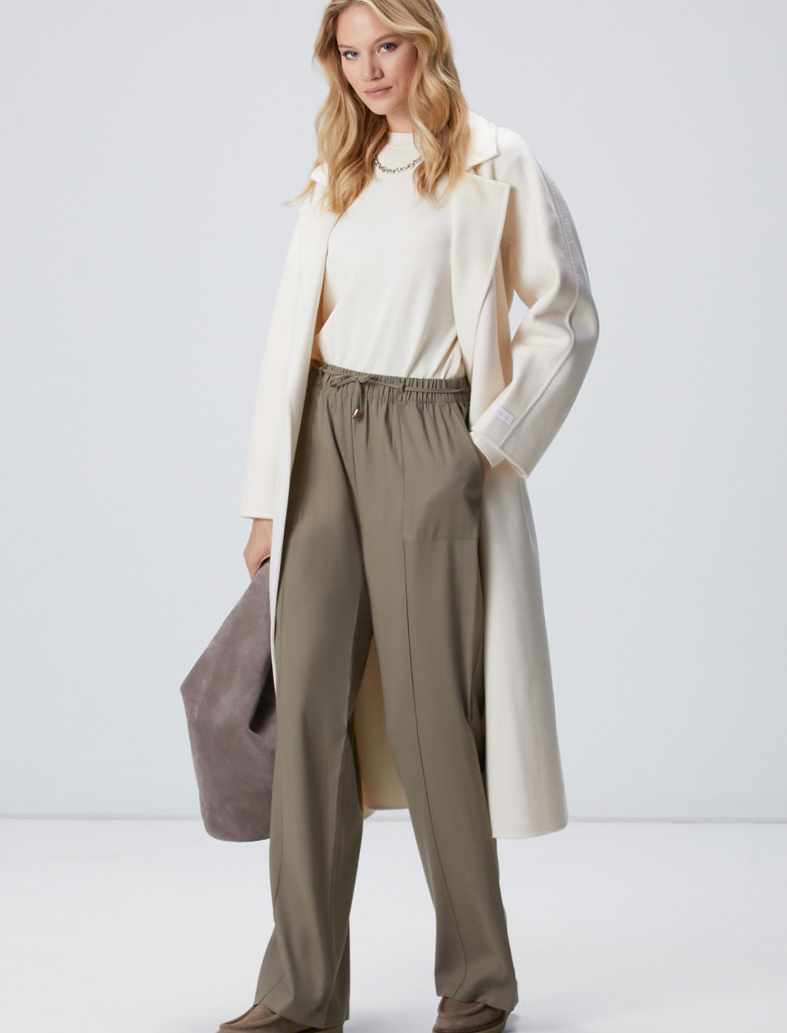 Network Kadın Haki İnce Diyagonal Desenli Tencel Pantolon Network Kadın Haki İnce Diyagonal Desenli Tencel Pantolon