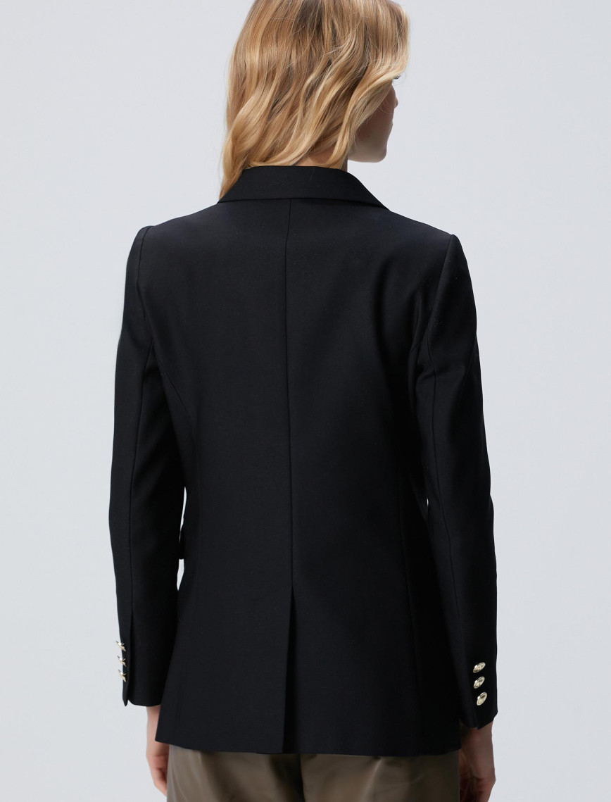 Network Kadın Siyah N Logolu Metal Düğmeli Kruvaze Ceket Network Kadın Siyah N Logolu Metal Düğmeli Kruvaze Ceket