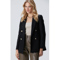 Network Kadın Siyah N Logolu Metal Düğmeli Kruvaze Ceket Network Kadın Siyah N Logolu Metal Düğmeli Kruvaze Ceket