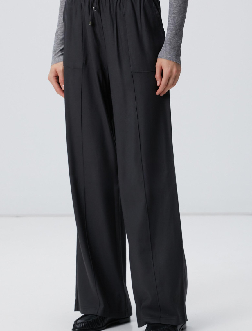 Network Kadın Antrasit İnce Diyagonal Desenli Tencel Pantolon Network Kadın Antrasit İnce Diyagonal Desenli Tencel Pantolon