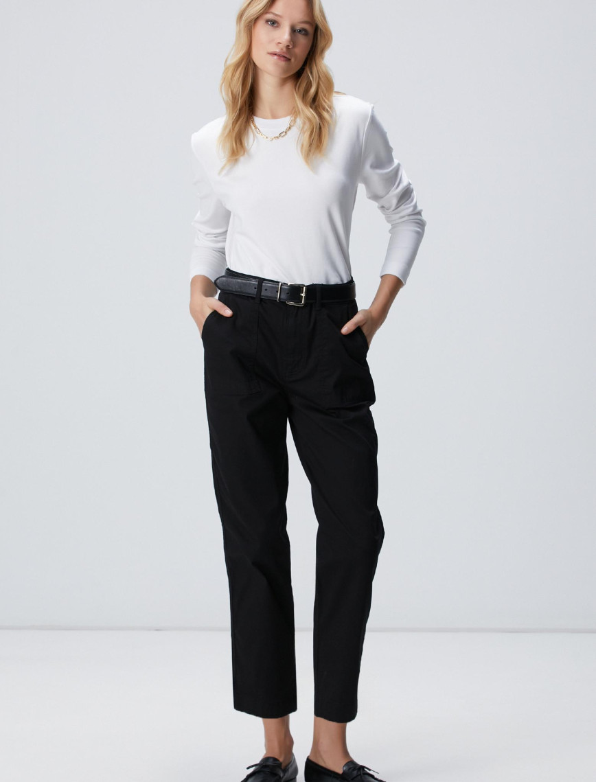Network Kadın Siyah Boru Paça Casual Pantolon Network Kadın Siyah Boru Paça Casual Pantolon