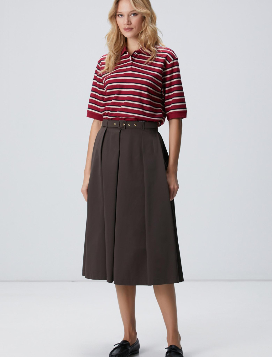 Network Kadın Haki Pileli Etek Network Kadın Haki Pileli Etek