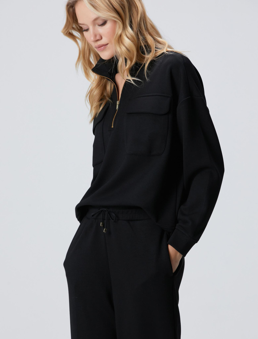 Network Kadın Siyah Fermuarlı Sweatshirt Network Kadın Siyah Fermuarlı Sweatshirt