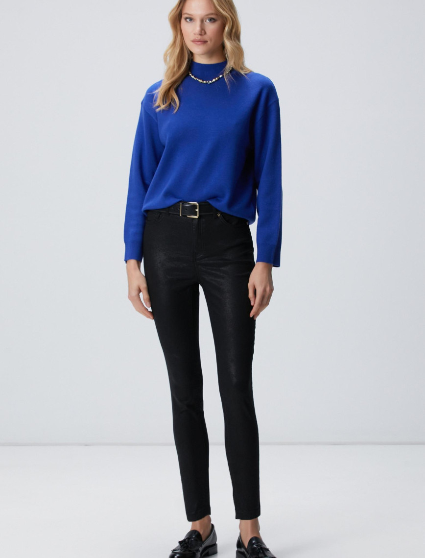 Network Kadın Siyah Desenli Baskı Kaplamalı Casual Pantolon Network Kadın Siyah Desenli Baskı Kaplamalı Casual Pantolon