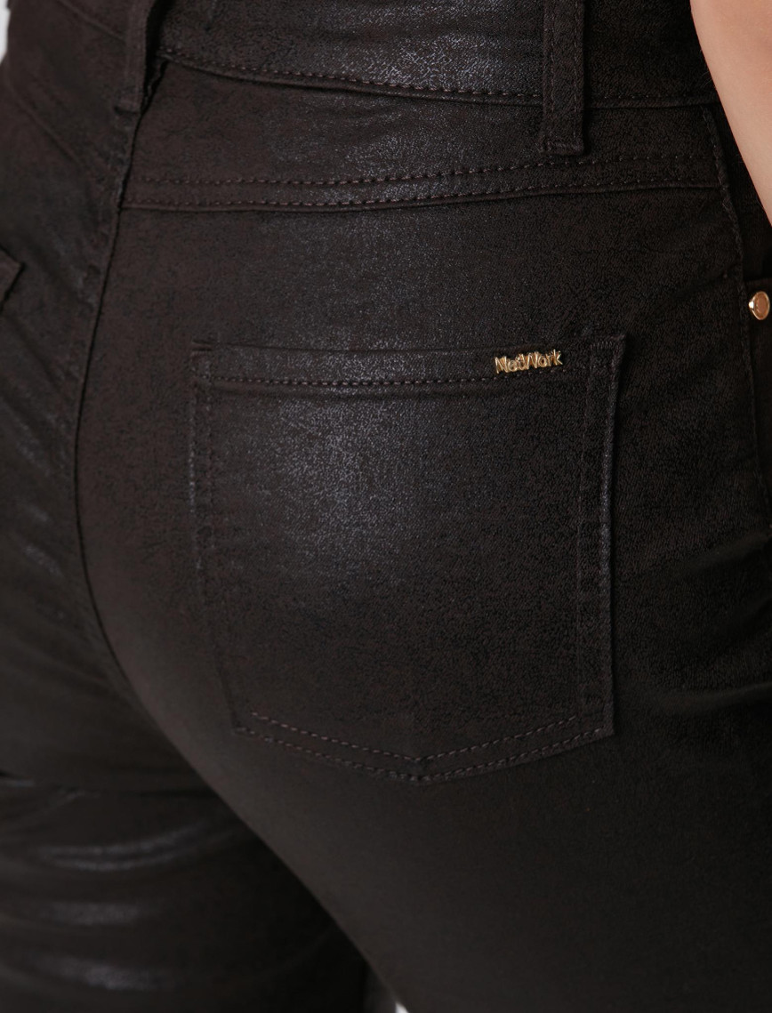 Network Kadın Kahverengi Desenli Baskı Kaplamalı Casual Pantolon Network Kadın Kahverengi Desenli Baskı Kaplamalı Casual Pantolon