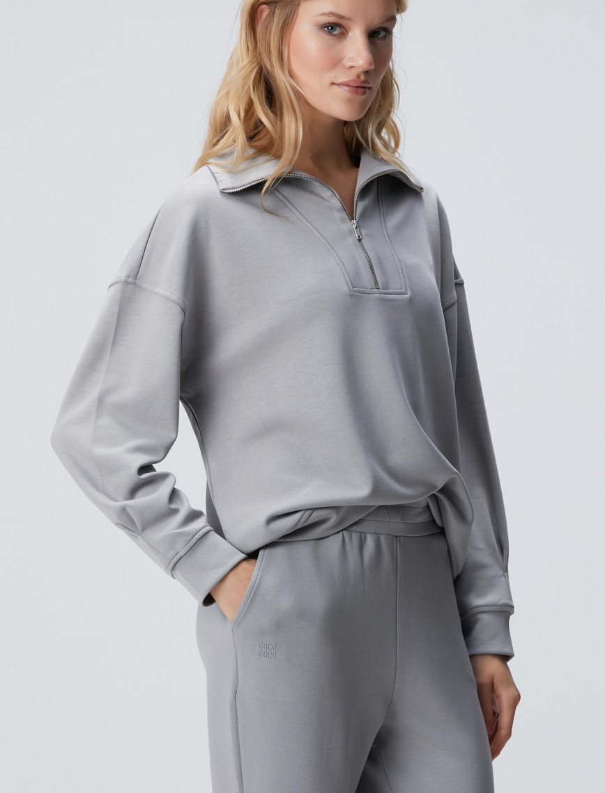 Network Kadın Gri Fermuarlı Sweatshirt Network Kadın Gri Fermuarlı Sweatshirt