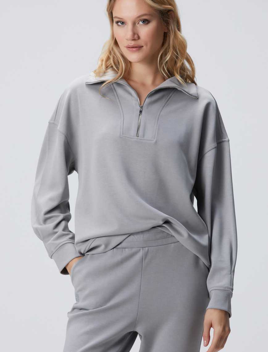 Network Kadın Gri Fermuarlı Sweatshirt Network Kadın Gri Fermuarlı Sweatshirt