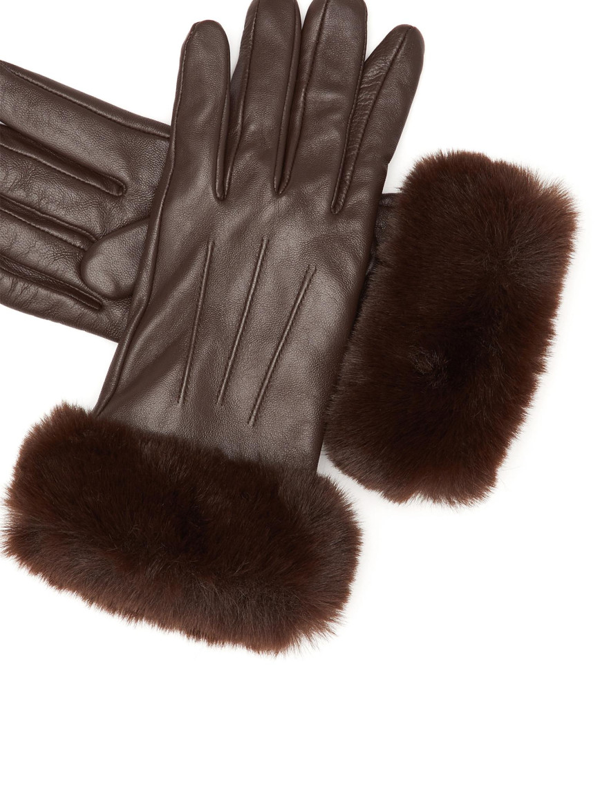 Network Kadın Kahverengi Deri Karışımlı Eldiven Network Kadın Kahverengi Deri Karışımlı Eldiven