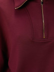 Network Kadın Bordo Dik Yaka Fermuarlı Sweatshirt