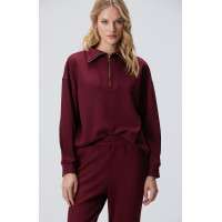 Network Kadın Bordo Dik Yaka Fermuarlı Sweatshirt Network Kadın Bordo Dik Yaka Fermuarlı Sweatshirt