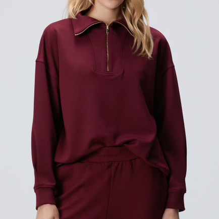 Network Kadın Bordo Dik Yaka Fermuarlı Sweatshirt Network Kadın Bordo Dik Yaka Fermuarlı Sweatshirt