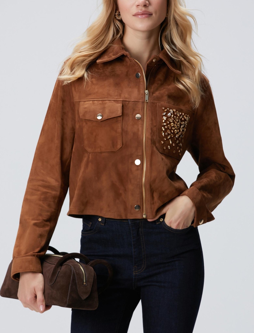 Network Kadın Tarçın Taş Detaylı Süet Deri Mont Network Kadın Tarçın Taş Detaylı Süet Deri Mont