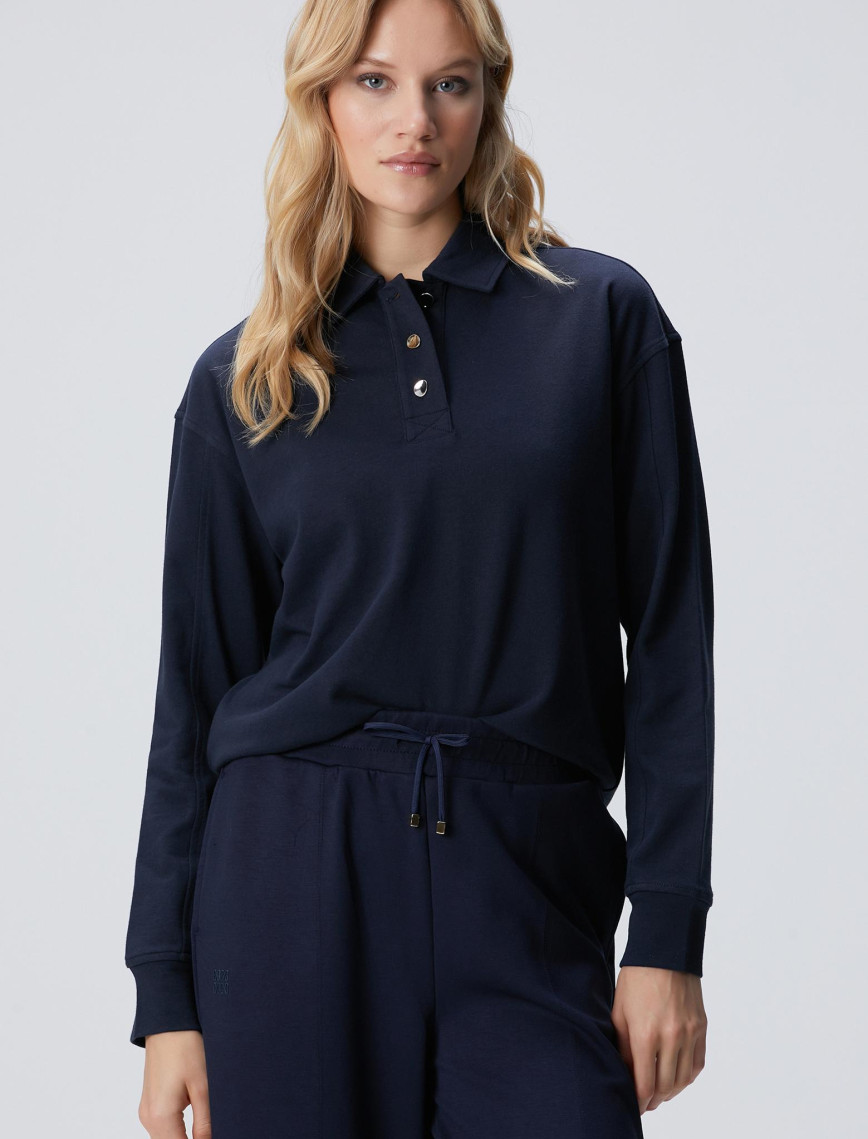 Network Kadın Lacivert Metal Düğmeli Sweatshirt Network Kadın Lacivert Metal Düğmeli Sweatshirt