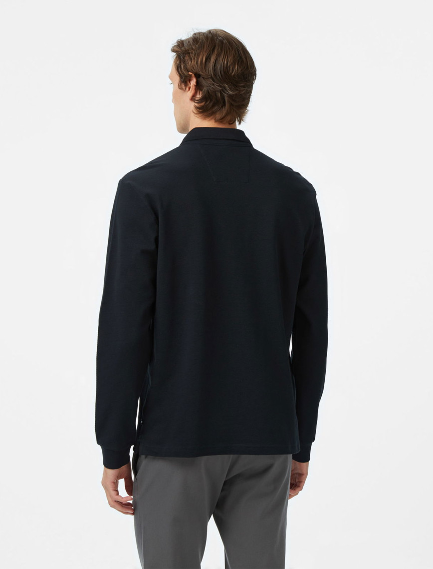 Nautica Erkek Siyah Classic Fit Uzun Kollu Polo Yaka T-Shirt