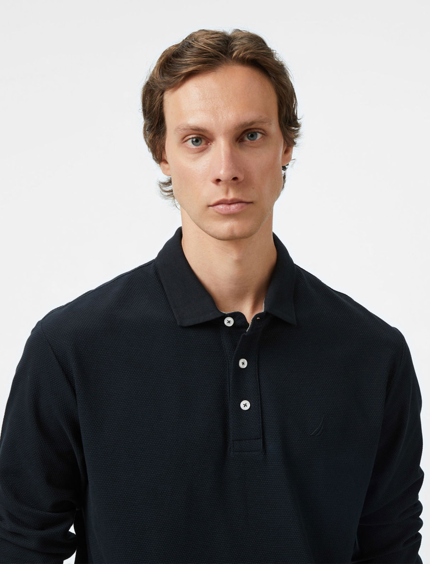Nautica Erkek Siyah Classic Fit Uzun Kollu Polo Yaka T-Shirt