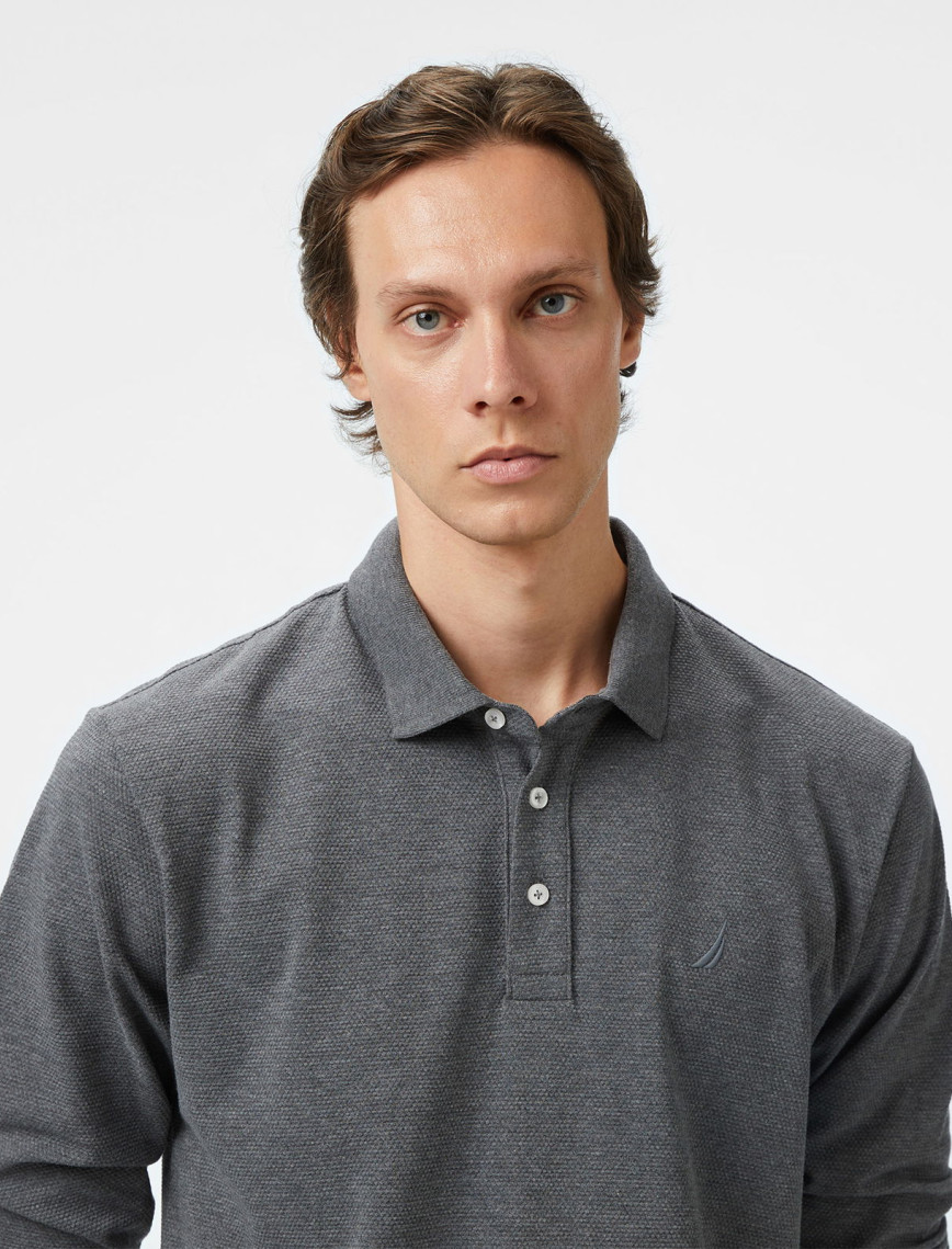 Nautica Erkek Gri Classic Fit Uzun Kollu Polo Yaka T-Shirt
