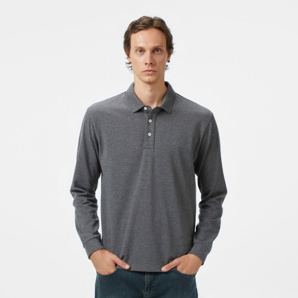 Nautica Erkek Gri Classic Fit Uzun Kollu Polo Yaka T-Shirt