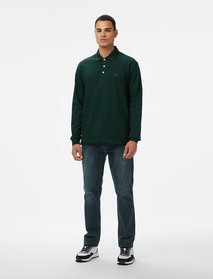 Nautica Erkek Yeşil Classic Fit Uzun Kollu Polo Yaka T-Shirt