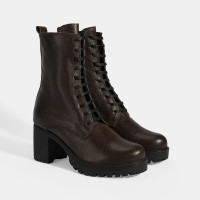 Kadın Kahve Bağcıklı Kalın Topuklu Deri Bot Kadın Kahve Bağcıklı Kalın Topuklu Deri Bot