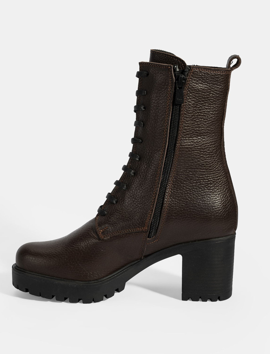 Kadın Kahve Bağcıklı Kalın Topuklu Deri Bot Kadın Kahve Bağcıklı Kalın Topuklu Deri Bot