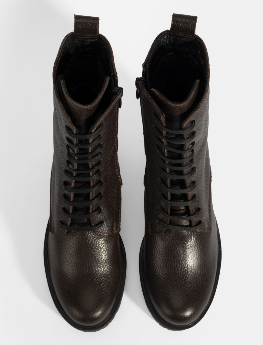 Kadın Kahve Bağcıklı Kalın Topuklu Deri Bot Kadın Kahve Bağcıklı Kalın Topuklu Deri Bot