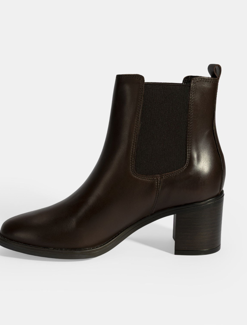 Kadın Kahve Lastikli Topuklu Deri Bot Kadın Kahve Lastikli Topuklu Deri Bot