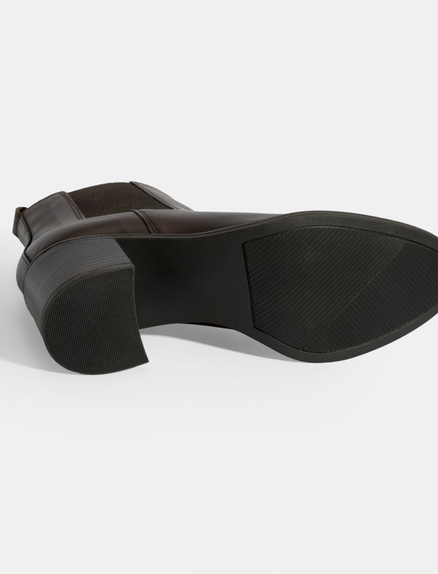 Kadın Kahve Lastikli Topuklu Deri Bot Kadın Kahve Lastikli Topuklu Deri Bot